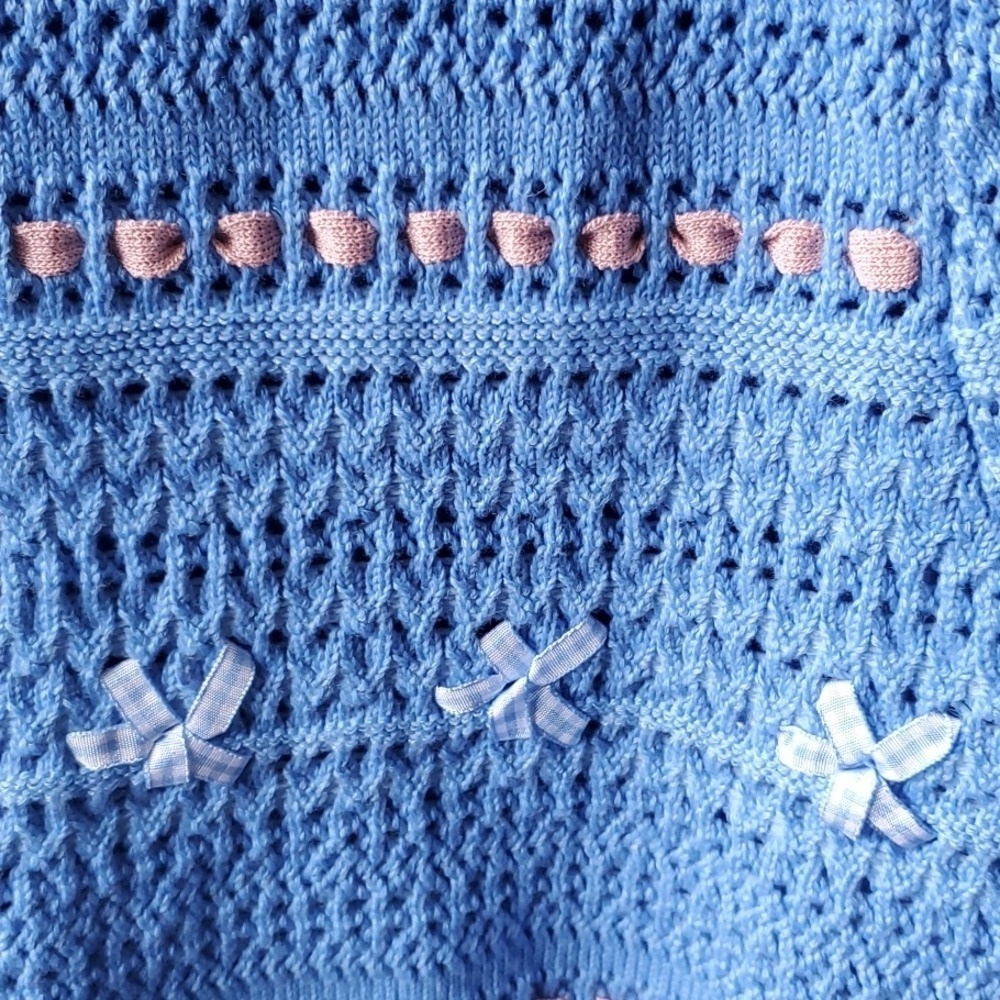 Nanette Lepore Textured Blue Cardigan with Subtle Pink Accents - Picture 4 of 10